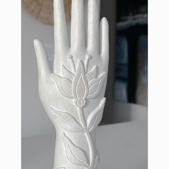 Beautiful Boho 10" Mehndi Hand Jewelry Holder Sculpture Decor - Picture 4 of 7
